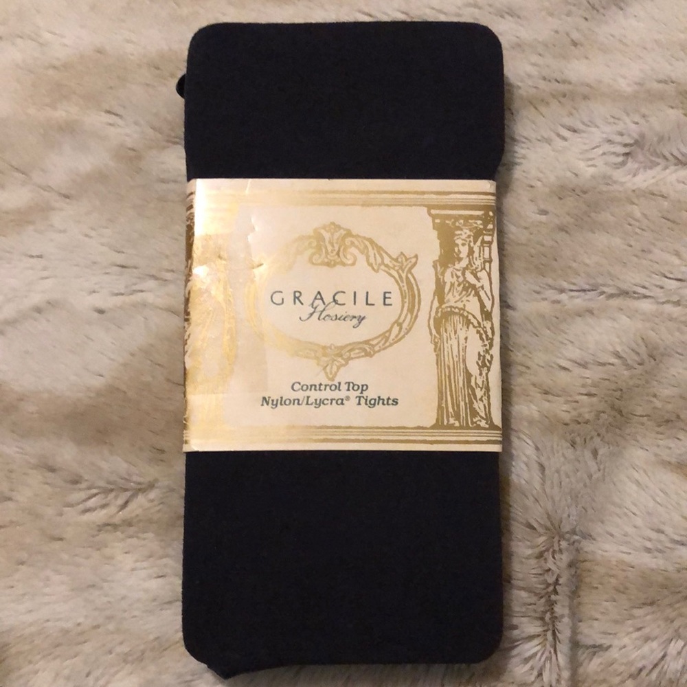 Vintage Gracile Hosiery tights control top Nylon/Lycra size Tall dark gray NEW